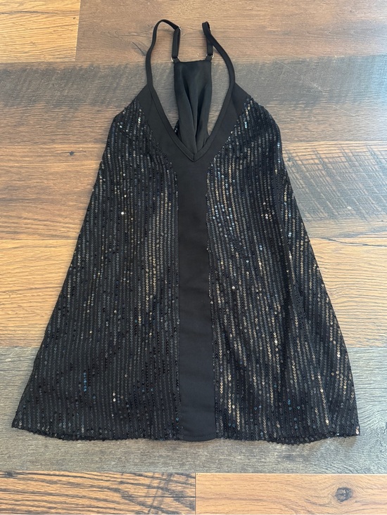 Tops - Black Sequin Halter Party Top